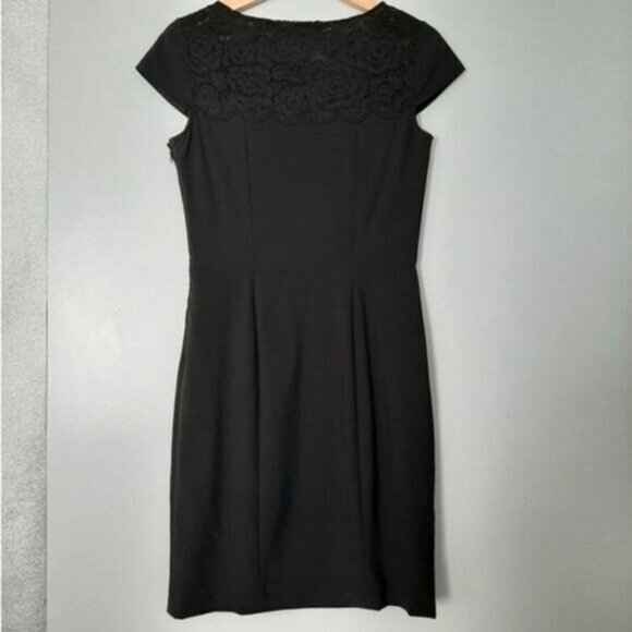 CYNTHIA STEFFE \ Wool Blend LBD Sheath Dress Lace Detail Black Sz 4 - Picture 10 of 15